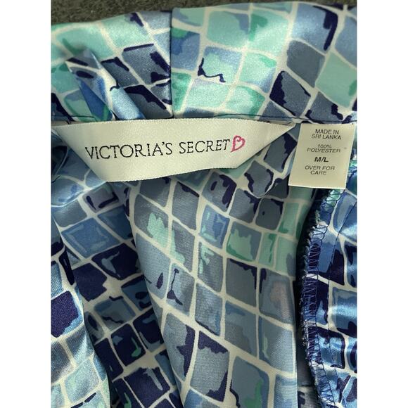 Victoria's Secret Robe Sz M/L Long Belted Mermaid Blue Stain Glass Shoulder Pads - Picture 5 of 9